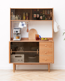 實木餐邊柜,北歐橡木家具家用柜子,儲物碗柜簡約,現代茶水柜