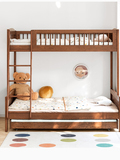 實木高低床，現代簡約橡木兩層上下床，北歐臥室多功能兒童床