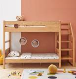 實木高低床，現代簡約橡木可拆分子母床，北歐臥室雙層兒童床
