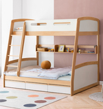 全實木高低床，北歐簡約橡木上下子母床，臥室卡通雙層兒童床