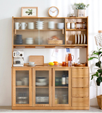 全實木餐邊柜,現代簡約橡木碗柜,廚房家用置物柜,多功能櫥柜