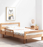 實木床，臥室1.2米歐洲櫸木單人小孩床，簡約兒童房環保家具