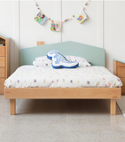 全實木單人床，現代簡約橡木青少年床，1.2米木蠟油兒童床
