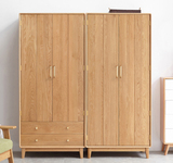 實木衣柜，北歐橡木家用柜子，現代簡約組合衣櫥，臥室環保家具