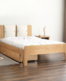實木兒童床帶護欄，北歐橡木1.2米單人床，現代簡約臥室家具