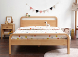 實木兒童床，現代簡約橡木帶護欄小床，北歐臥室1.2米單人床