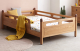純實木兒童床簡約，歐洲櫸木臥室儲物小床環保，1.2米單人床