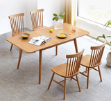 纯实木餐桌椅组合,北欧现代简约橡木一桌四椅家用,定制饭桌