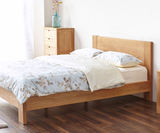 全实木床北欧卧室橡木床双人床，现代简约多功能斜靠大床