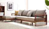 布藝沙發，北歐橡木組合實木沙發，現代簡約小戶型客廳家具