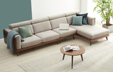 乳膠布藝沙發，北歐實木沙發組合，現代簡約小戶型客廳家具