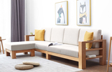 全實木沙發組合，北歐橡木客廳家具，簡約小戶型布藝轉角沙發